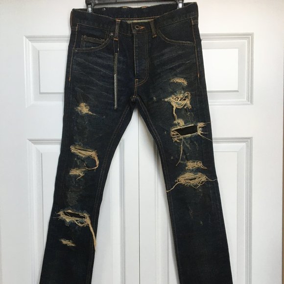 Men's Isamu Katayama Crash Jeans - Picture 1 of 8